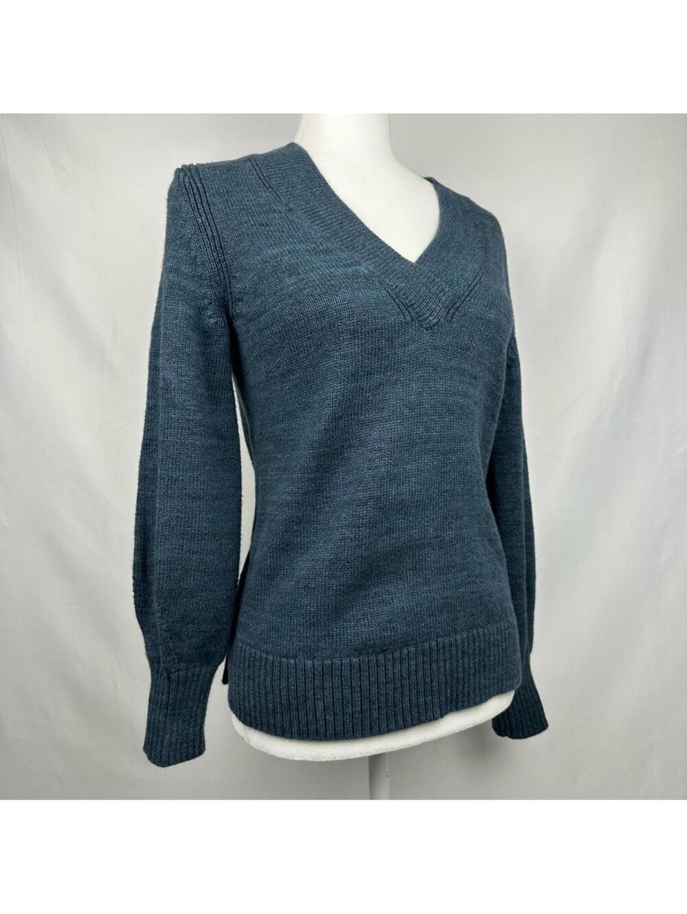 GAP Women's Navy Heather Crossover V-Neck 100% Cotton Sweater Size: XS